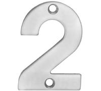 Loops Polished Steel Door Number 2 - Small 50mm Height House Numeral Plaque Sign