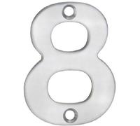 Loops Polished Steel Door Number 8 - Small 50mm Height House Numeral Plaque Sign