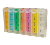 Loops Pop up 7 Day Pill Storage Box - 7 x 4 Compartment Tablet Dispenser - Flip Lids Loops Multicolor
