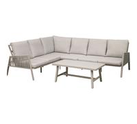 Loops Premium 5 Seater Garden Coffee Table Set Outdoor Aluminium Rope Corner Sofa Grey
