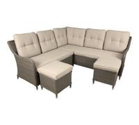 Loops Premium 5 Seater Garden Corner Sofa Set - Rattan Wicker - 2X Footstools Outdoor