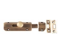 Loops Premium Architectural Slide Door Bolts In Antique Brass Finish - 100X35mm - Door Bolt Lock
