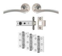 Loops Premium Door Handle & Latch Pack - Chrome Curved Square Lever Round Rose