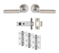 Loops Premium Door Handle & Latch Pack - Chrome & Nickel Straight Bar Lever Round Rose
