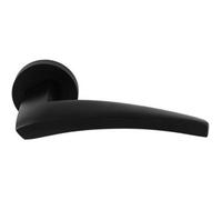 Loops Premium Elegant Curve Door Handle Set - Matt Black Bar Lever On Round Rose