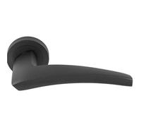 Loops Premium Elegant Curve Door Handle Set - Matt Bronze Bar Lever On Round Rose