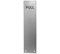 Loops Premium Engraved Fingerplates 'pull' In Satin Anodised Aluminium - 305X75mm - Door Protector Plate