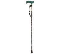 Loops Premium Foldable Walking Cane With Adjustable Height - Elegant Emerald Floral Design