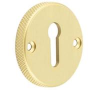 Loops Premium Knurled Keyway Escutcheon In Satin Brass For Elegant Doors - Solid Brass Key Hole Cover