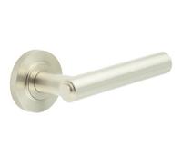 Loops Premium Knurled Satin Nickel Door Handle With Customizable Roses - Solid Brass Interior Handle