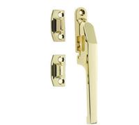 Loops Premium Polished Brass Non-Lockable Casement Fasteners - 124mm Modern Design - Window Handle
