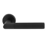 Loops Premium Reeded Lined Door Handle Set - Matt Black Designer Lever Round Rose