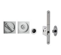 Loops Premium Satin Chrome Bathroom Lock With Square Furniture For 35-38mm Doors - Door Lock