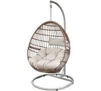 Loops Premium Single Hanging Garden Egg Chair - Wicker Rattan - Outdoor Swing Cocoon