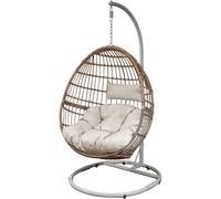 Loops Premium Single Hanging Garden Egg Chair - Wicker Rattan - Outdoor Swing Cocoon