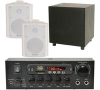 Loops Premium Tv Sound System White Wall Speakers 200W Subwoofer & Bluetooth Amp Kit