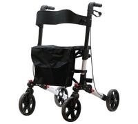Loops Premium White Aluminium 4 Wheel Rollator Walking Aid With Flat Folding Design