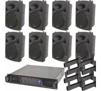 Loops Pro Bar Club Sound System 8X Loud Wall Speaker 4 Channel 1600W Music Player Kit
