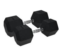 Loops Pro Dumbbell Pair - 2x 12.5KG Rubber Coated Hex Dumb-Bells Knurled Steel Handle