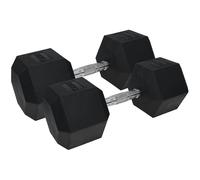 Loops Pro Dumbbell Pair - 2x 20KG Rubber Coated Hex Dumb-Bells - Knurled Steel Handle