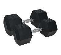 Loops Pro Dumbbell Pair - 2x 22.5KG Rubber Coated Hex Dumb-Bells Knurled Steel Handle