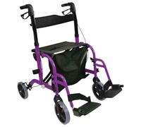 Loops Purple Deluxe 2-In-1 Aluminium Rollator And Transit Chair For Enhanced Mobility