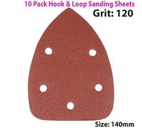 Loops QTY 10 140mm 120 Grit Detail Sander Sheets Triangle Sanding Hook & Loop Loops Multicolor