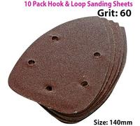 Loops QTY 10 140mm 60 Grit Detail Sander Sheets Triangle Sanding Hook & Loop Loops Multicolor