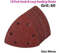 Loops QTY 10 90mm 60 Grit Triangle Sander Sheets Delta Hook & Loop Sanding Loops Multicolor