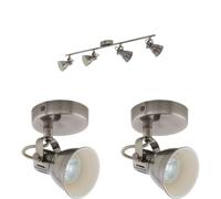 Loops Quad Ceiling Light & 2x Matching Wall Lights Antique Nickel Adjustable Vintage in Metallics Loops Metallics
