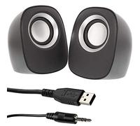 Loops Quality Black 2.0 Laptop Stereo Speaker System | PC/Computer Surround Sound | Powered By USB with 3.5mm AUX Headphone Connection | Active Media Tablet HiFi