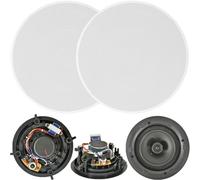Loops QUALITY Pair Of 8" 120W 2 Way Low Profile Ceiling Speaker 100V 8Ohm Wall Slim Loops Multicolor