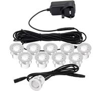 Loops Recessed IP44 Decking Guide Light Kit - 10 x Daylight White LED - Polished Steel in Metallics Loops Metallics
