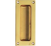 Loops Recessed Sliding Door Flush Pull 102 X 45mm 10.5mm Depth Polished Brass
