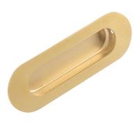 Loops Recessed Sliding Door Flush Pull 102mm X 51mm 12mm Depth Satin Brass Radius