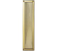 Rectangular Reeded Door Finger Plate 305 x 70mm Polished Brass Push Plate