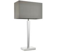 Loops Rectangular Table Lamp Light Modern Chrome & Grey Shade Sleek Metal Sideboard Loops Grey