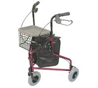 Loops Red Foldable Aluminium Tri-Walker - Bag & Basket Included - 132kg Weight Limit Loops Multicolor