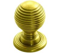 Loops Reeded Ball Door Knob - 23mm Polished Brass Lined Cupboard Pull Handle & Rose