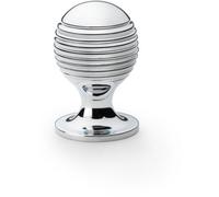 Loops Reeded Ball Door Knob - 25mm Diameter Polished Chrome Lined Cupboard Pull Handle