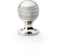 Loops Reeded Ball Door Knob - 25mm Diameter Polished Nickel Lined Cupboard Pull Handle