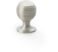 Loops Reeded Ball Door Knob - 25mm Diameter Satin Nickel Lined Cupboard Pull Handle