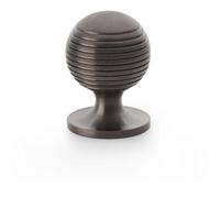 Loops Reeded Ball Door Knob - 32mm Diameter Dark Bronze Lined Cupboard Pull Handle