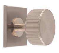 Loops Reeded Radio Cabinet Door Knob & Matching Backplate Lined Satin Nickel 40 X 40mm