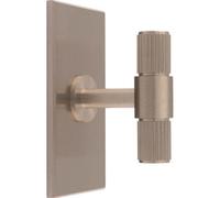 Loops Reeded T Bar Cabinet Door Knob & Matching Backplate Lined Satin Nickel 76 X 40mm