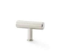 Loops Reeded T Bar Cupboard Door Knob - 55mm X 38mm Polished Nickel Lined Pull Handle