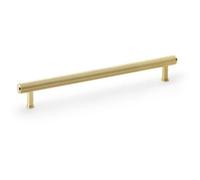 Loops Reeded T Bar Pull Handle - Satin Brass - 224mm Centres Solid Brass Drawer Lined