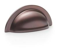 Loops Ridged Cup Handle - Dark Bronze - 76mm Centres Solid Brass Shaker Drawer Pull
