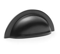 Loops Ridged Cup Handle - Matt Black - 76mm Centres Solid Brass Shaker Drawer Pull
