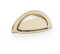 Loops Ridged Cup Handle - Polished Brass - 76mm Centres Solid Brass Shaker Drawer Pull